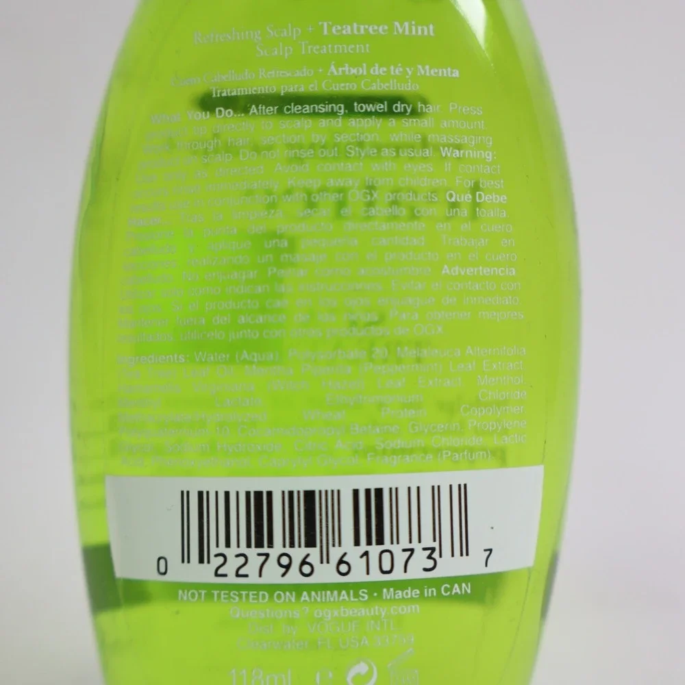 2 PACK OGX Extra Strength Refreshing Scalp Teatree Mint Scalp Treatment 4Oz Each